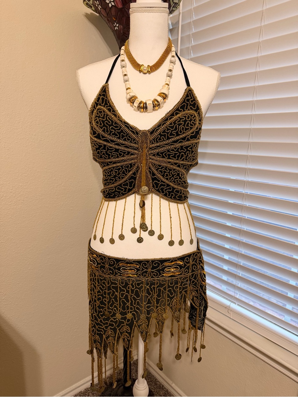 Hand-embellished Belly Dancing costume with incredible beadwork & detail!